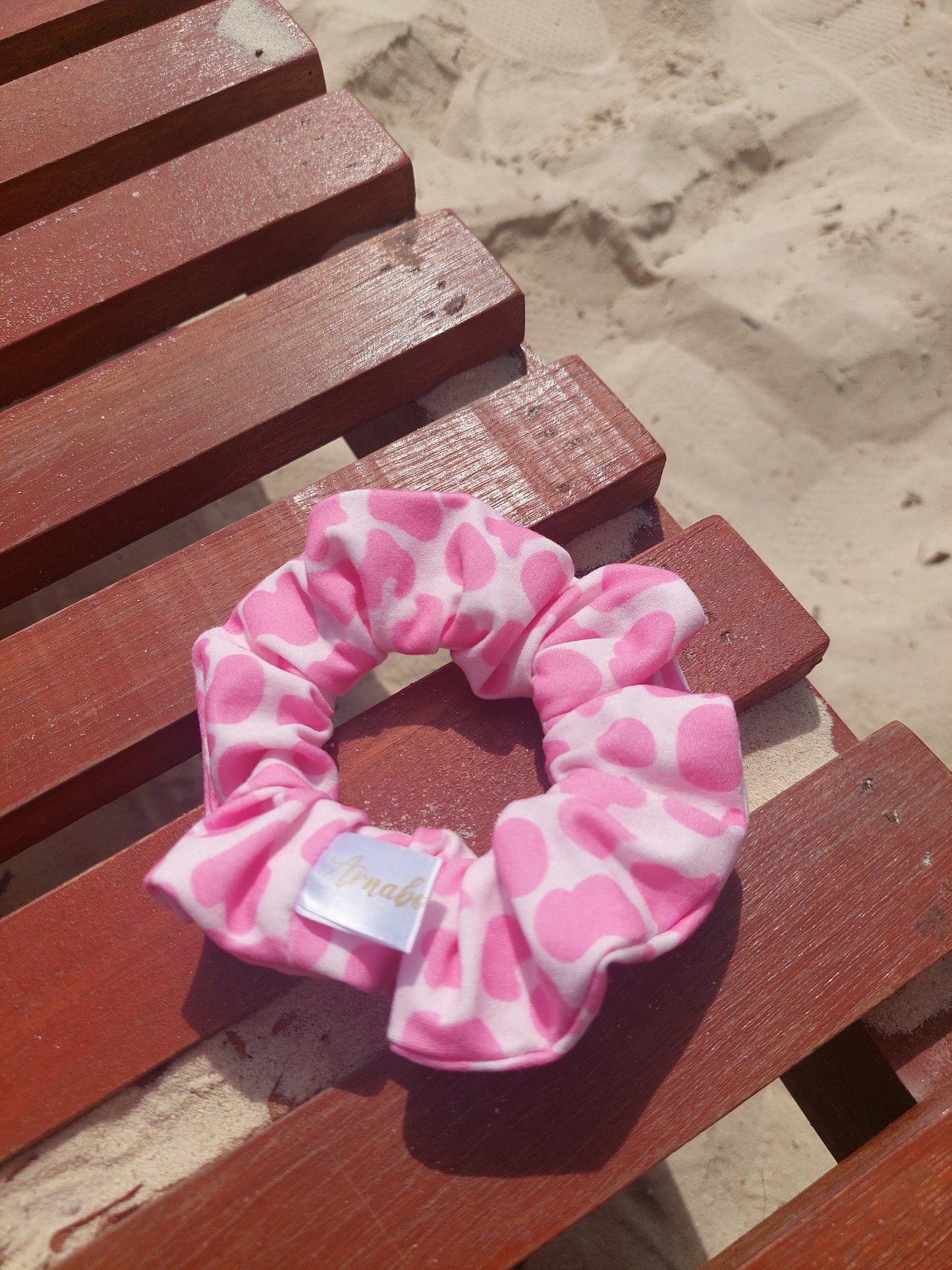 Scrunchies in jersey maculato rosa