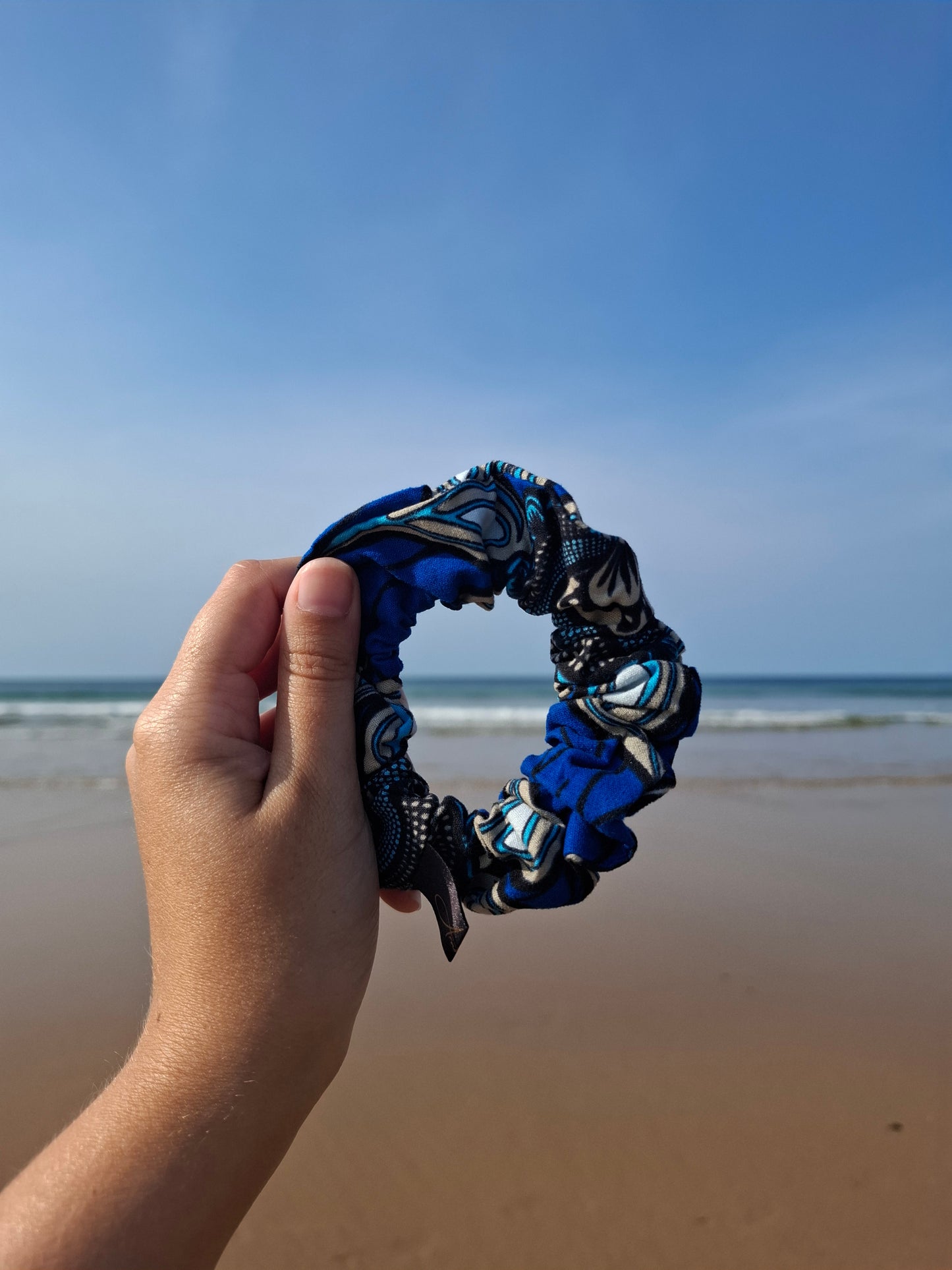 Scrunchies cotone wax blu floreale