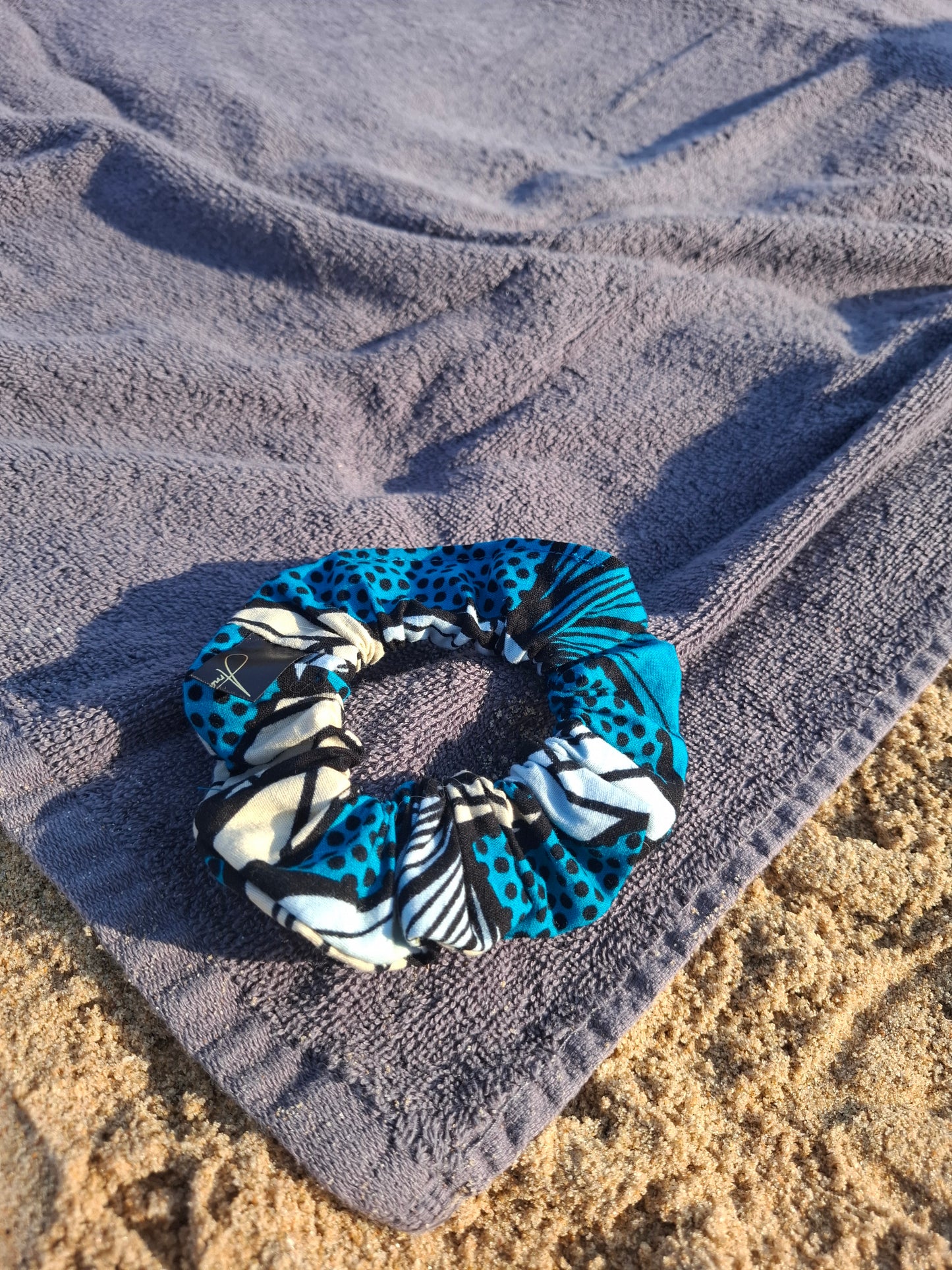 Scrunchies cotone wax blu floreale
