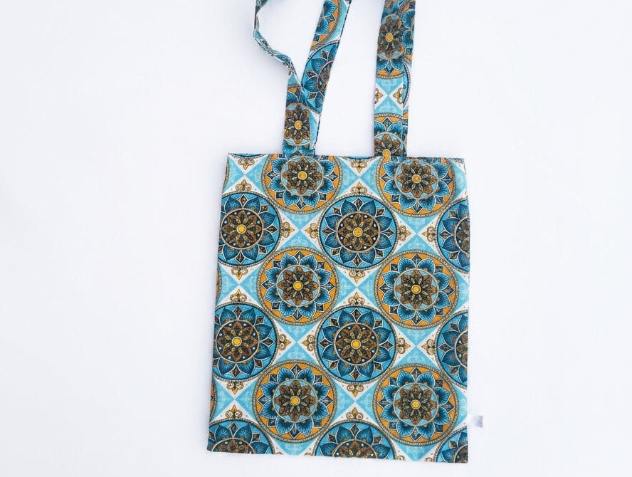 Borsa tela mosaico azzurro
