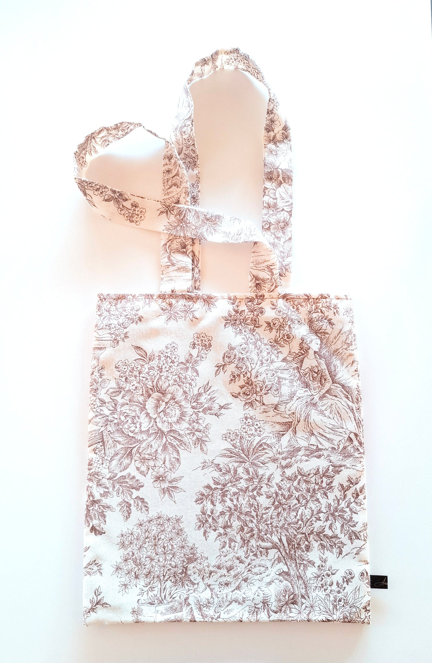 Borsa toile de jouy marrone