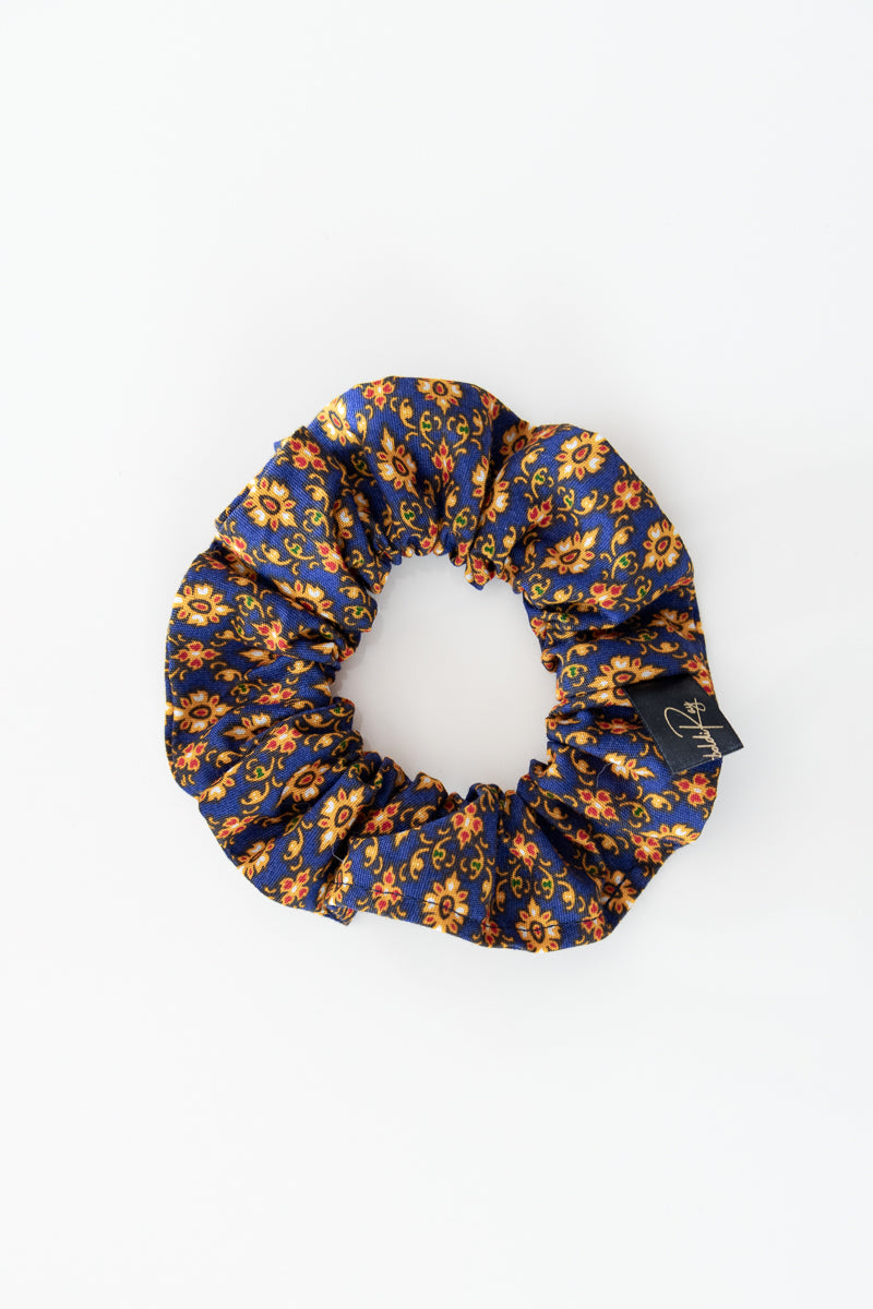 Scrunchies cotone blu floreale