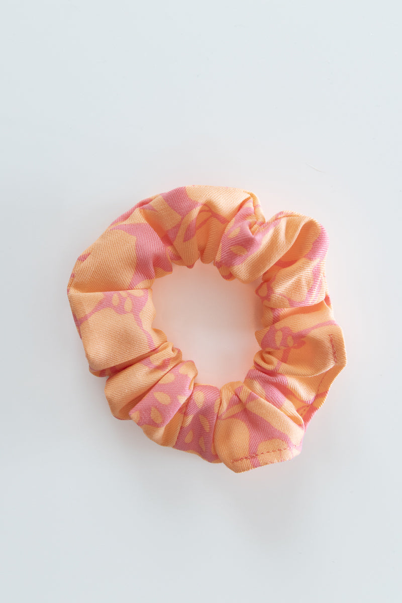 Scrunchies cotone floreale arancione e rosa
