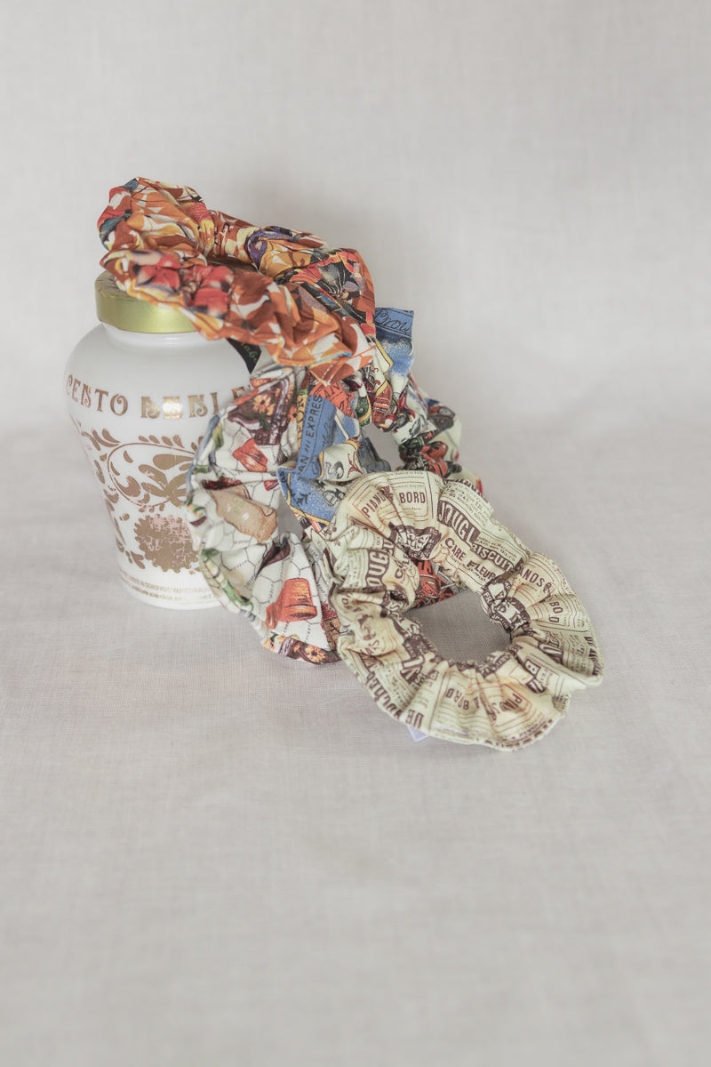 Scrunchies in cotone a tema giardinaggio