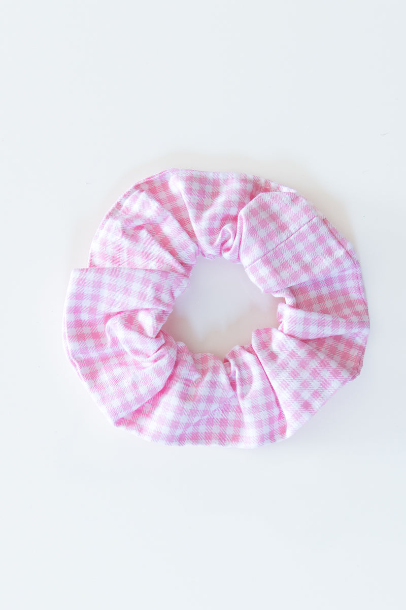 Scrunchies in cotone quadretti rosa