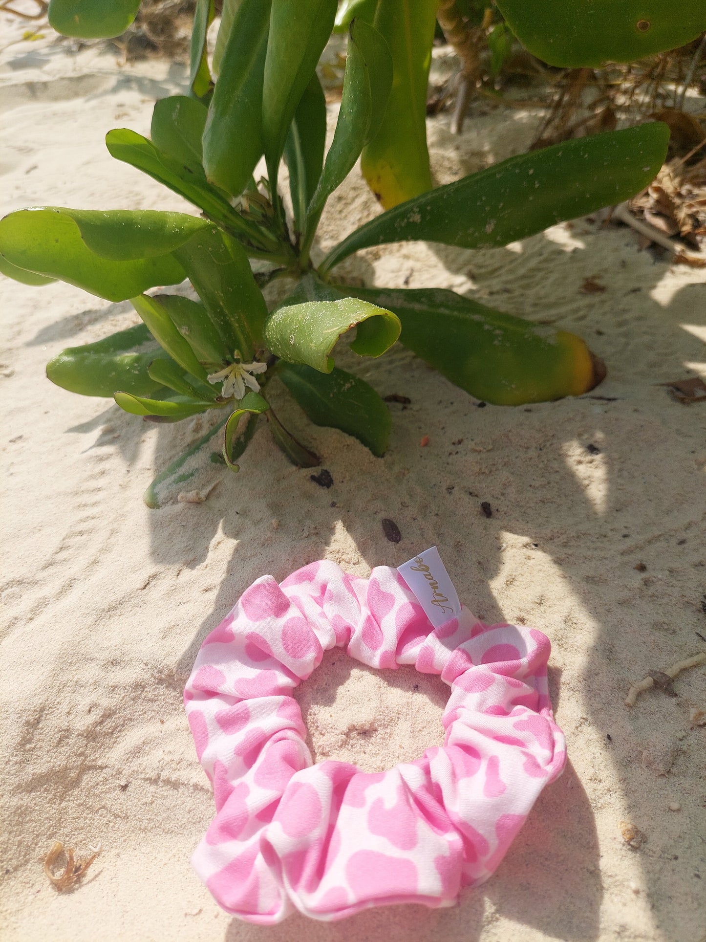 Scrunchies  in jersey maculato rosa