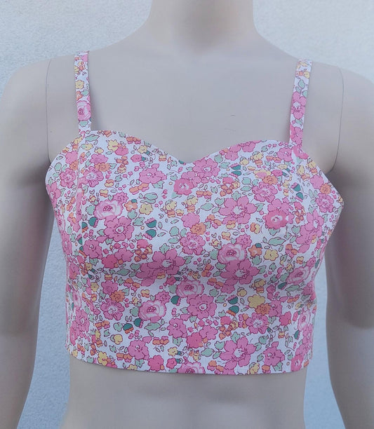 Top regolabile in poliestere floreale