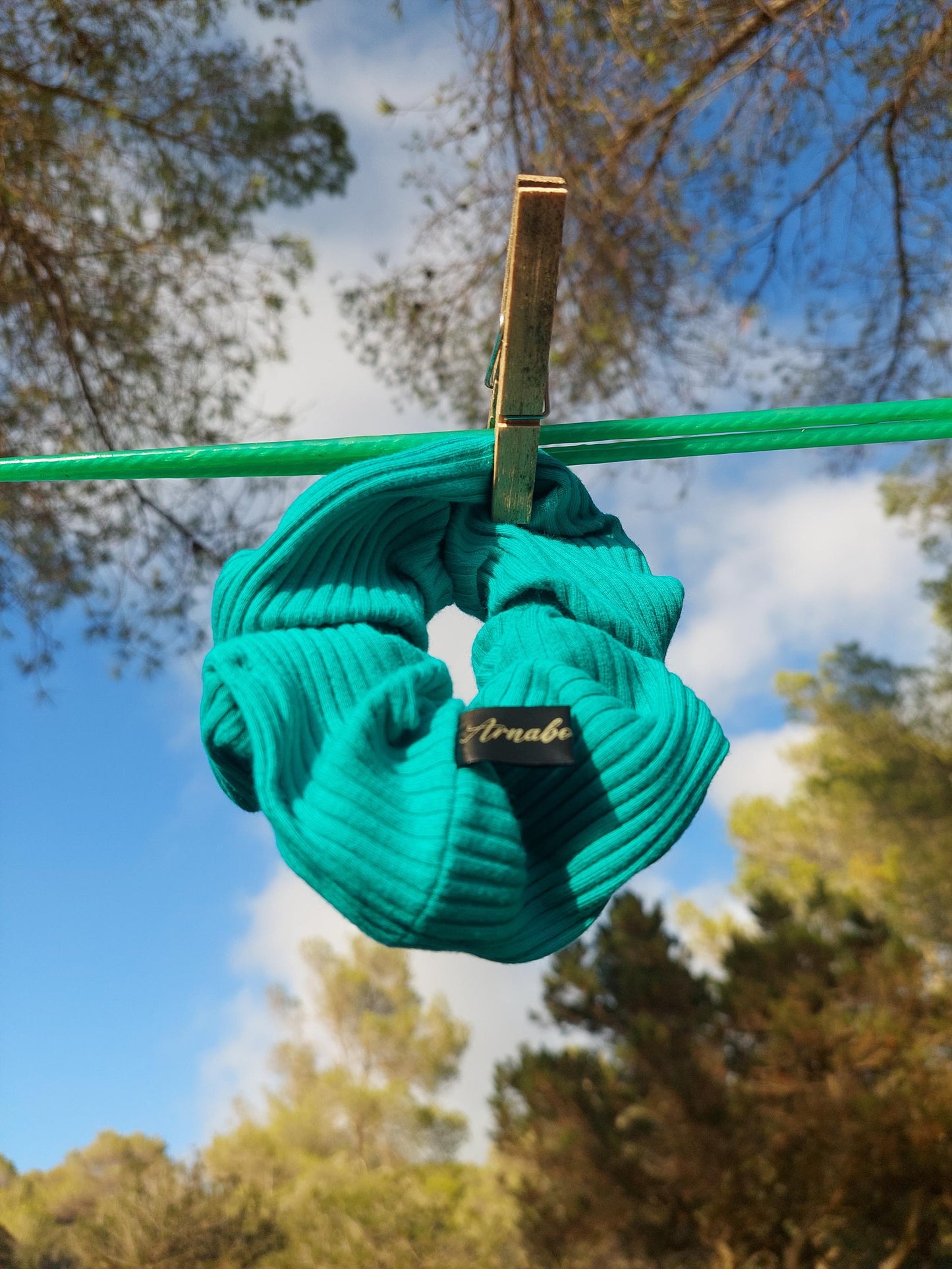 Scrunchies in maglia verde acqua
