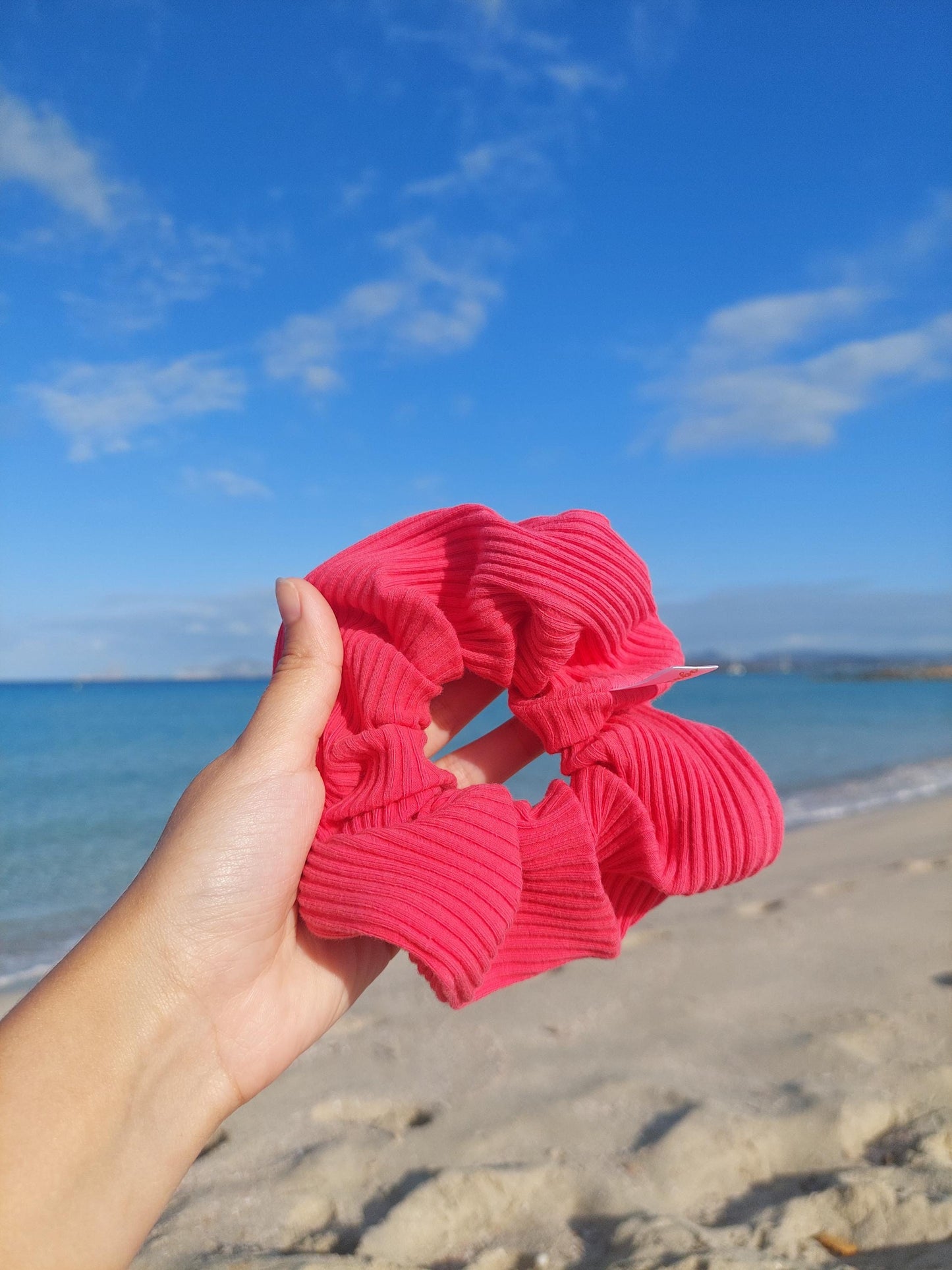 Scrunchies in maglia rosa scuro