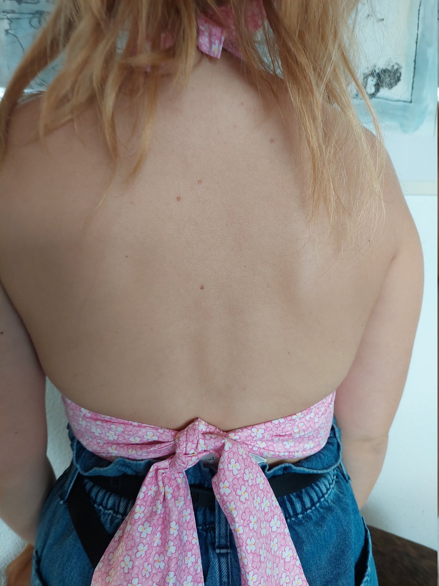 Top rosa regolabile con scollo a V