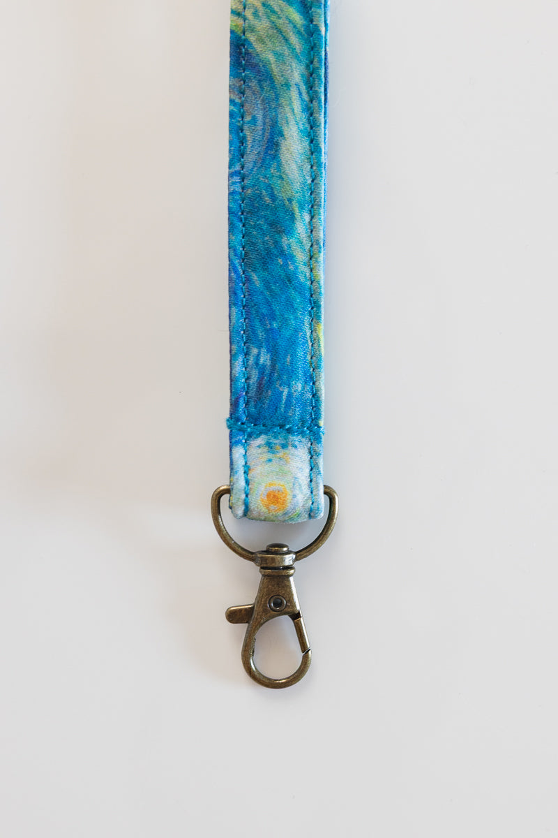 Portachiavi van gogh, portachiavi notte stellata, portachiavi in tessuto,ciondolo per borsa, chiave, portachiavi bracciale, regalo economico