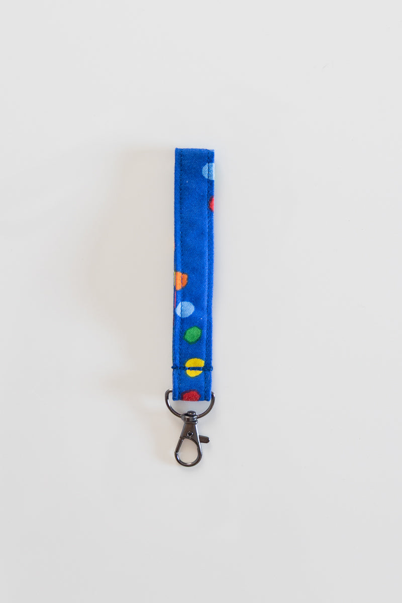 Portachiavi in cotone blu a pois