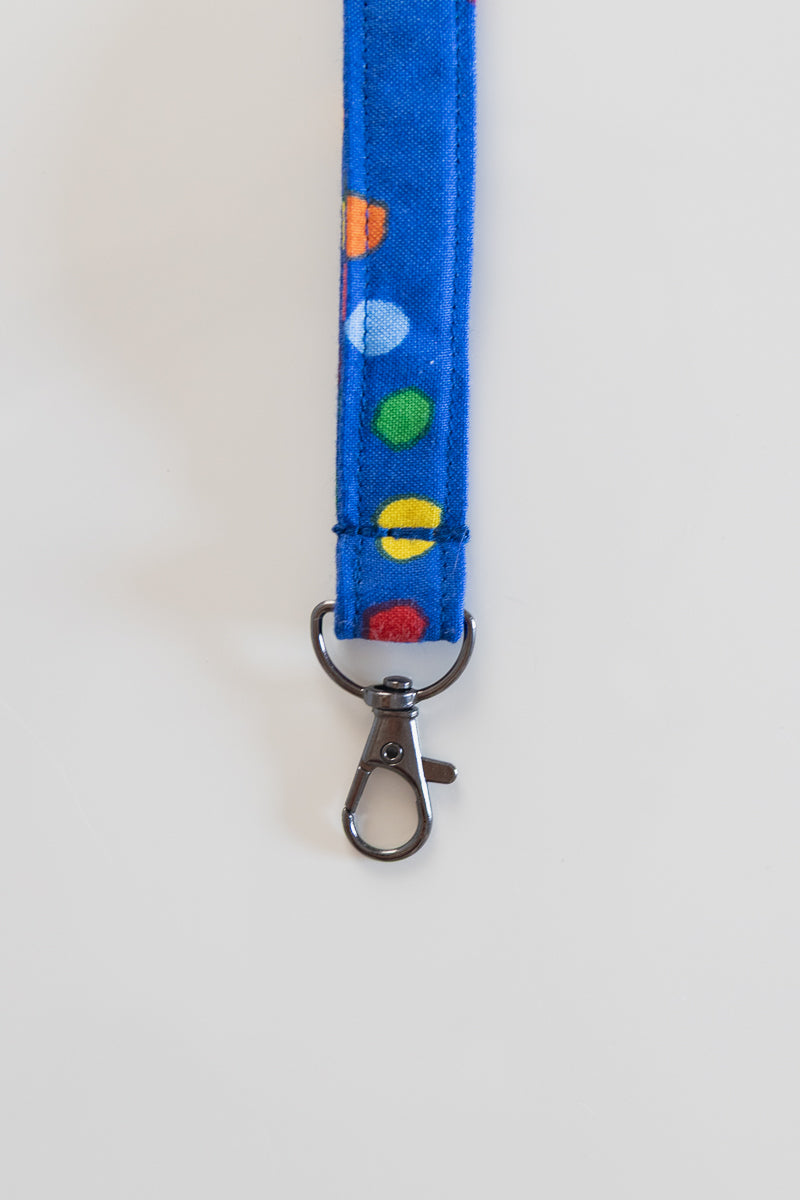 Portachiavi in cotone blu a pois