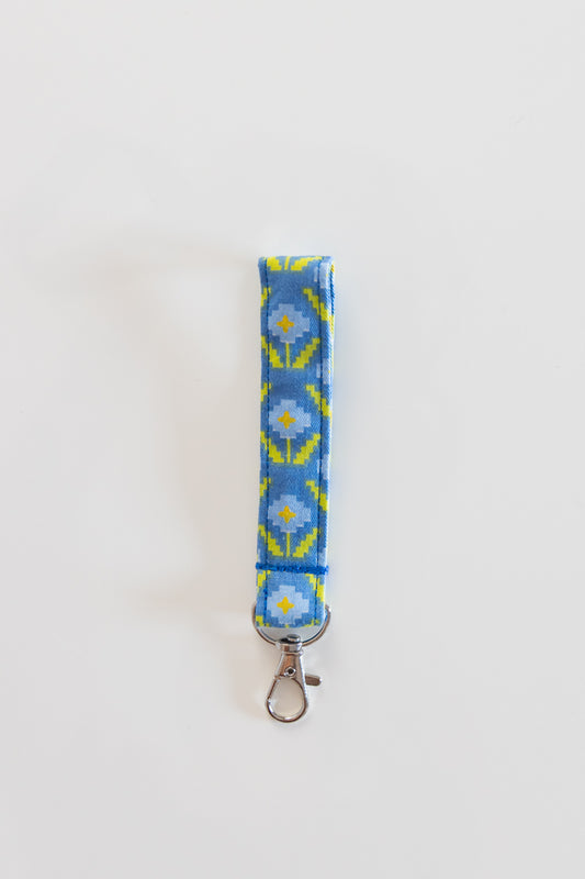 Portachiavi blu floreale