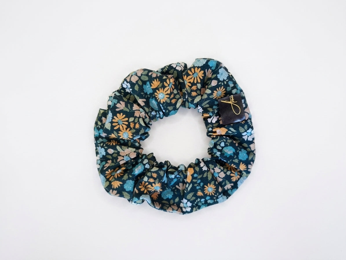 Scrunchies cotone nero floreale