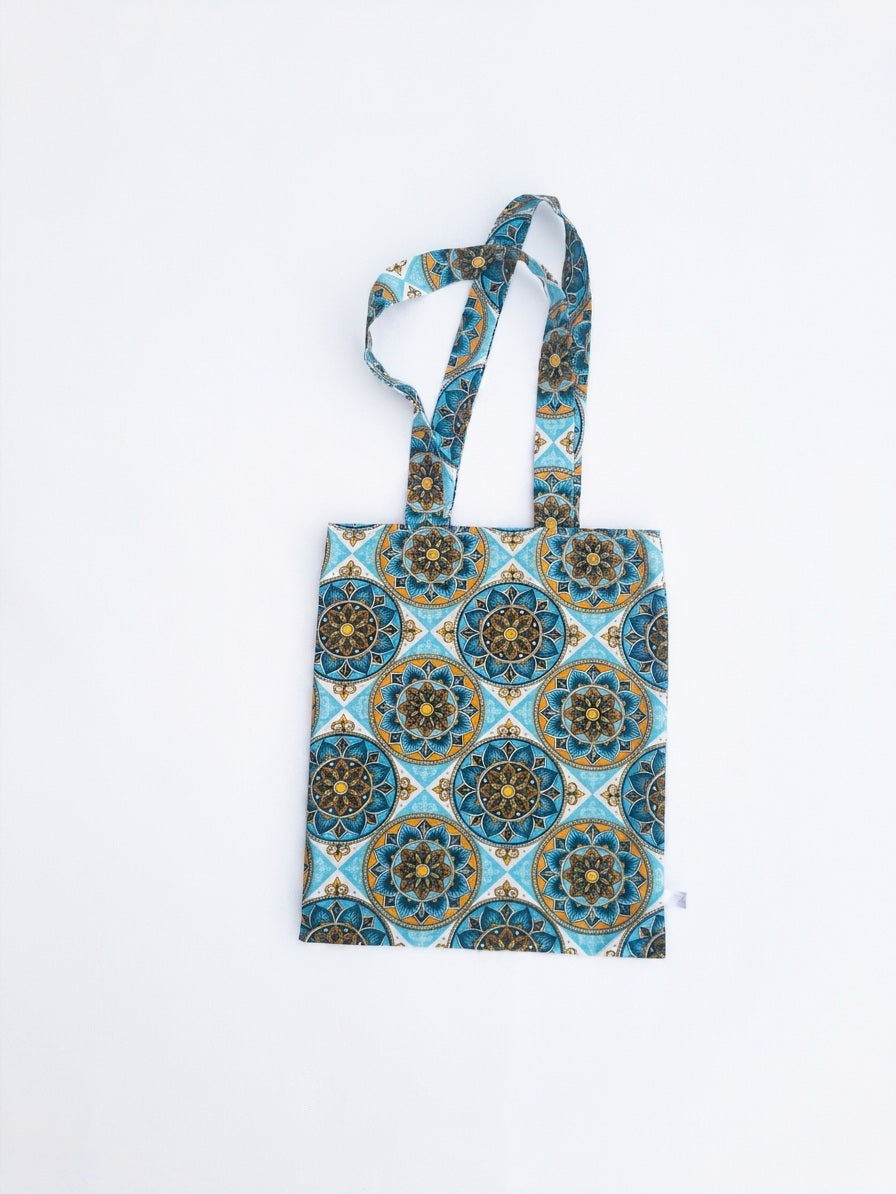 Borsa tela mosaico azzurro