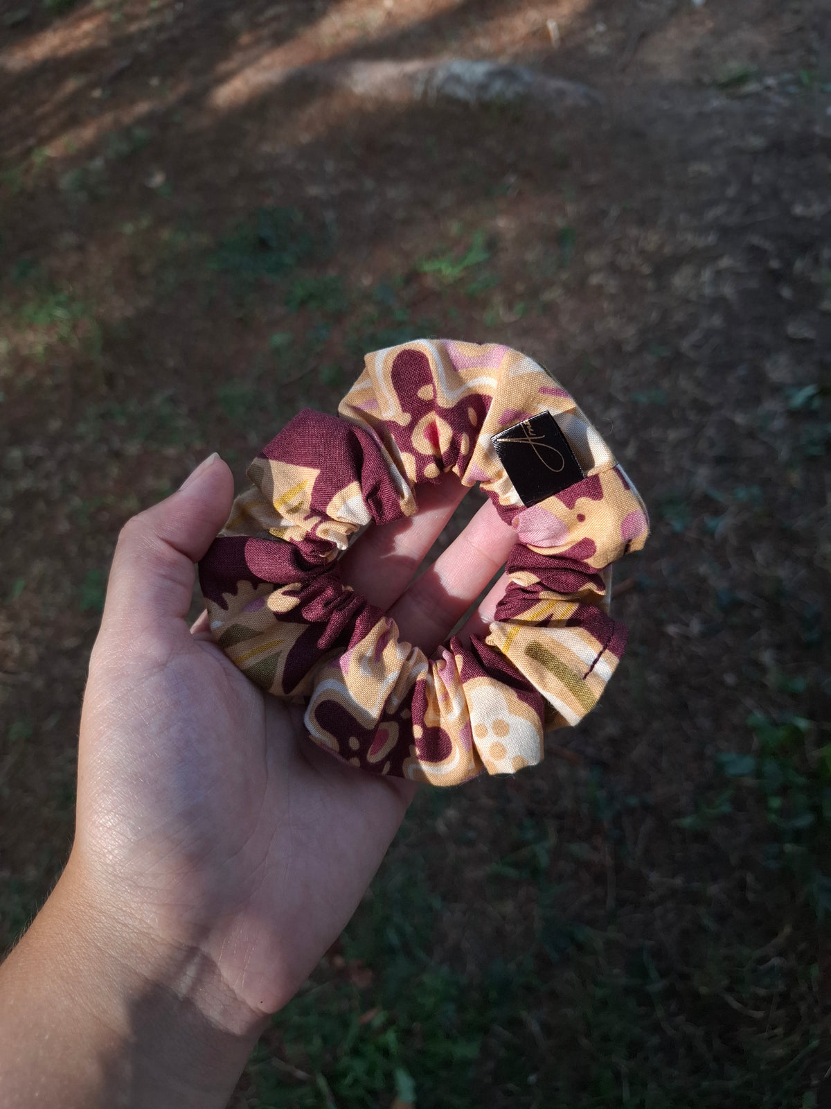 Scrunchies cotone bordeaux e beige
