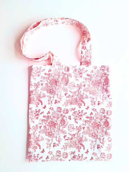 Borsa in cotone floreale rosa