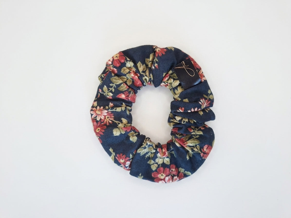 Scrunchies cotone blu floreale