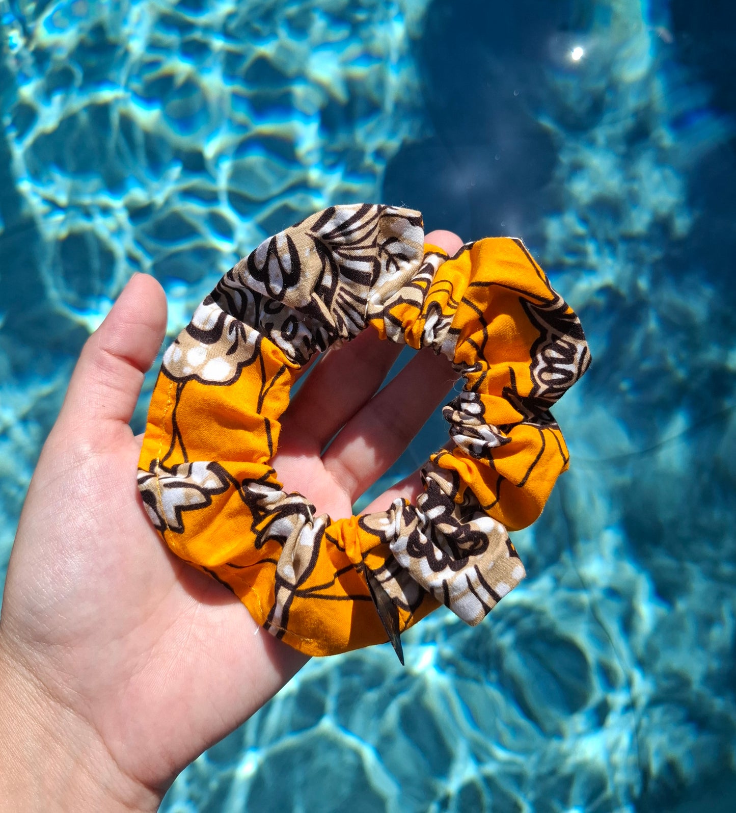 Scrunchies cotone wax giallo floreale