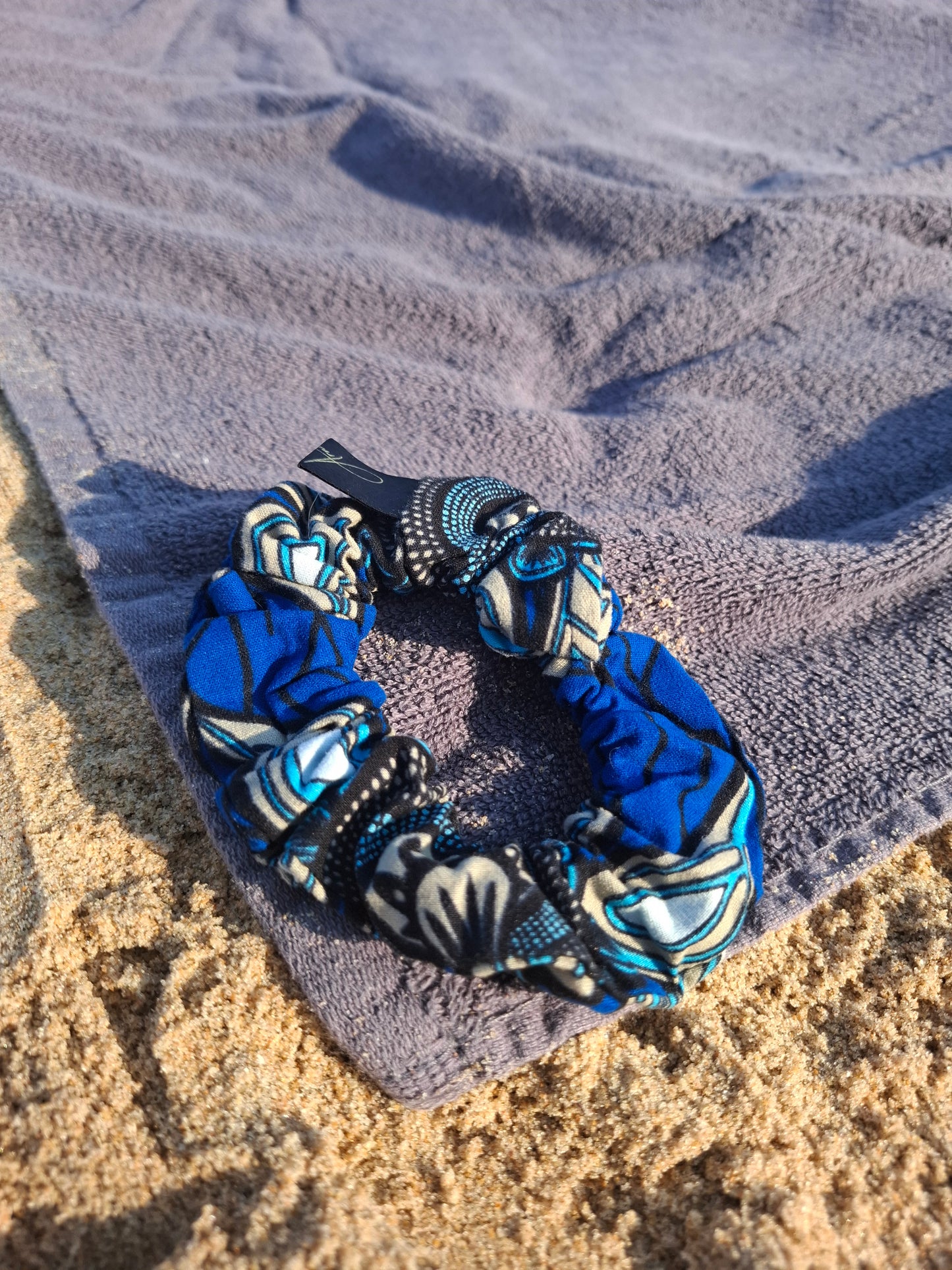 Scrunchies cotone wax blu floreale