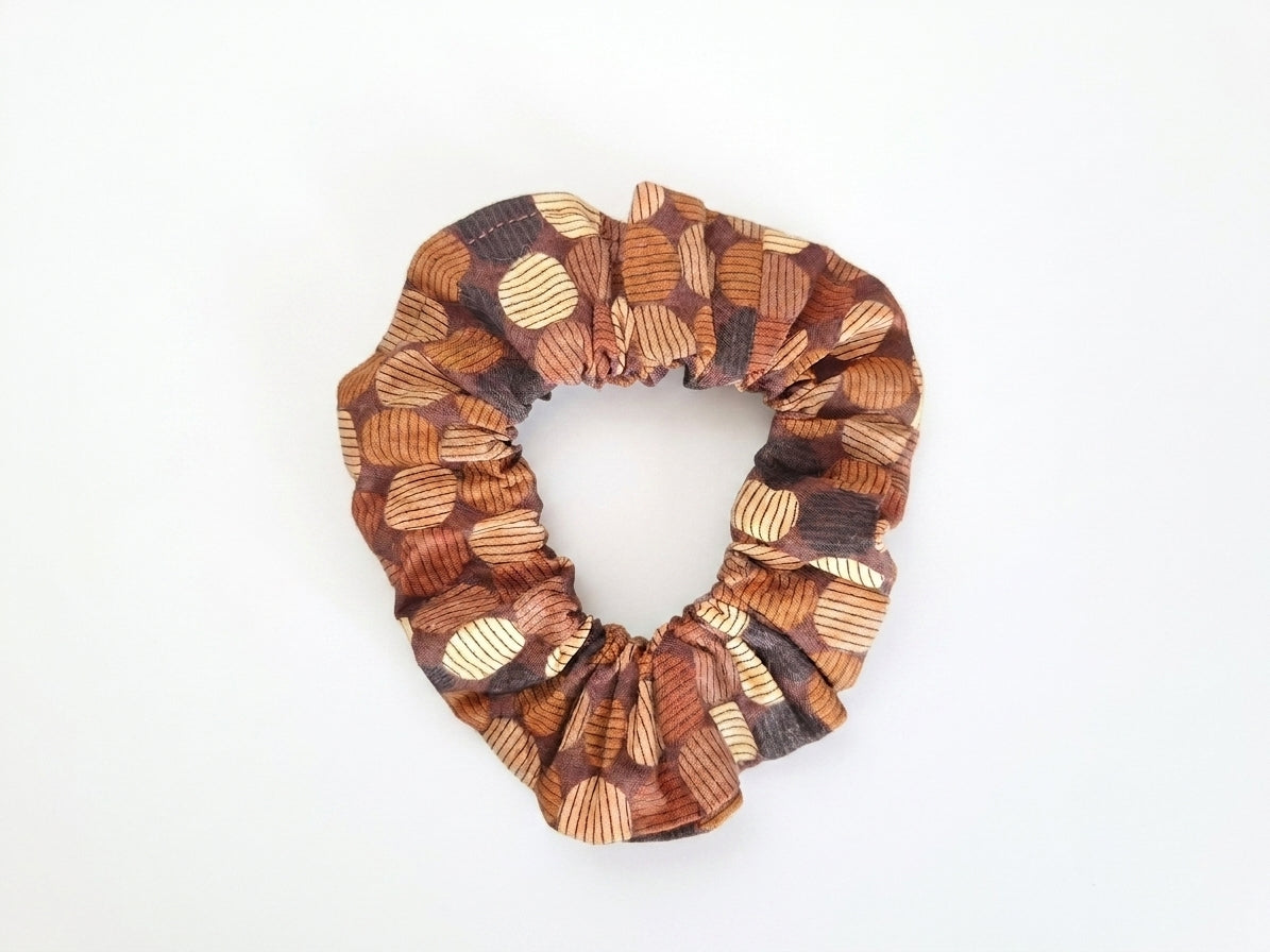 Scrunchies cotone marrone a pois