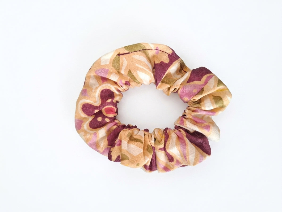 Scrunchies cotone bordeaux e beige