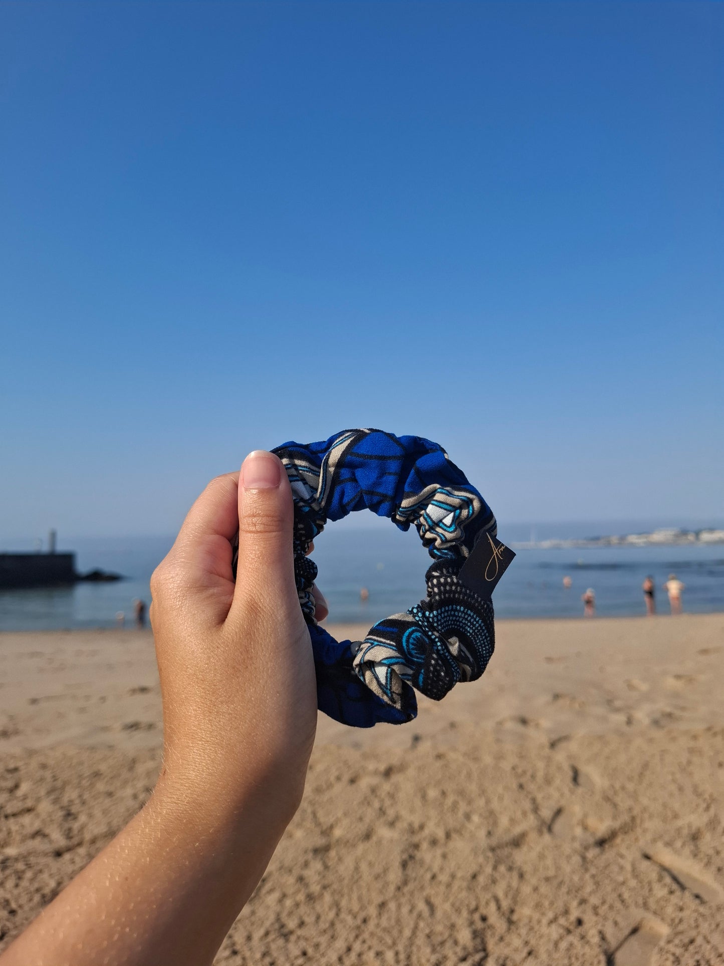 Scrunchies cotone wax blu floreale