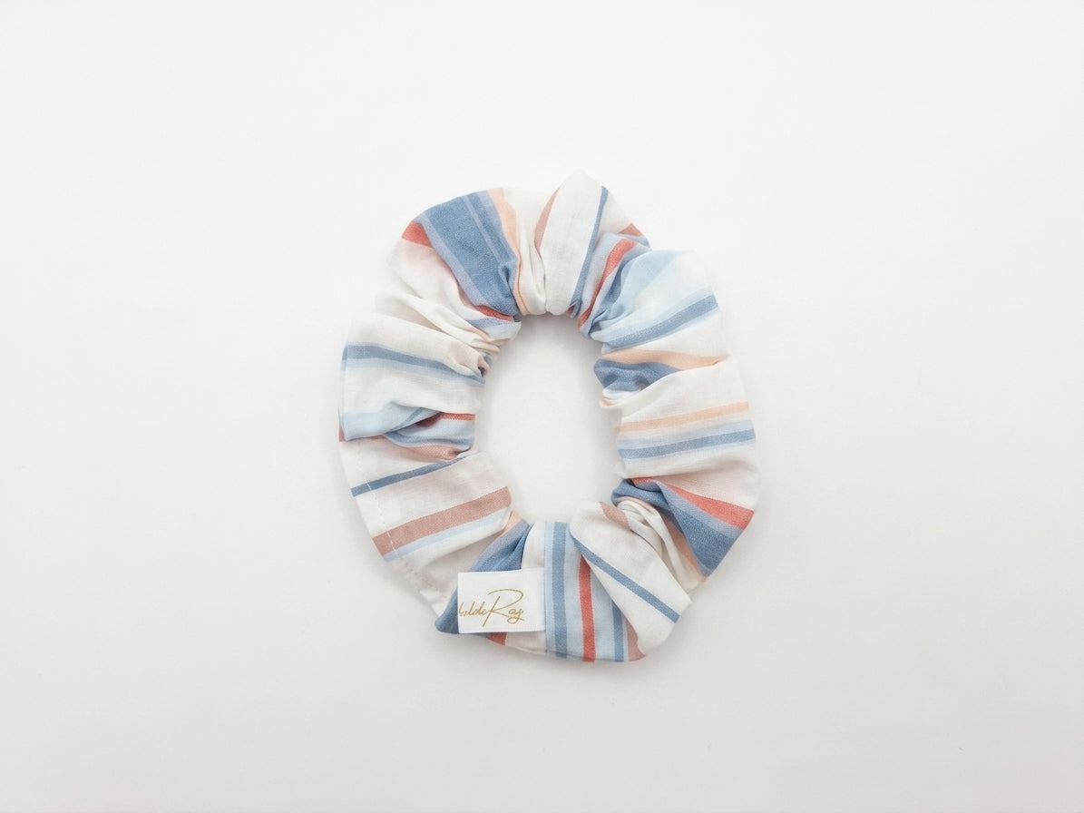 Scrunchies cotone bianco con righe colorate