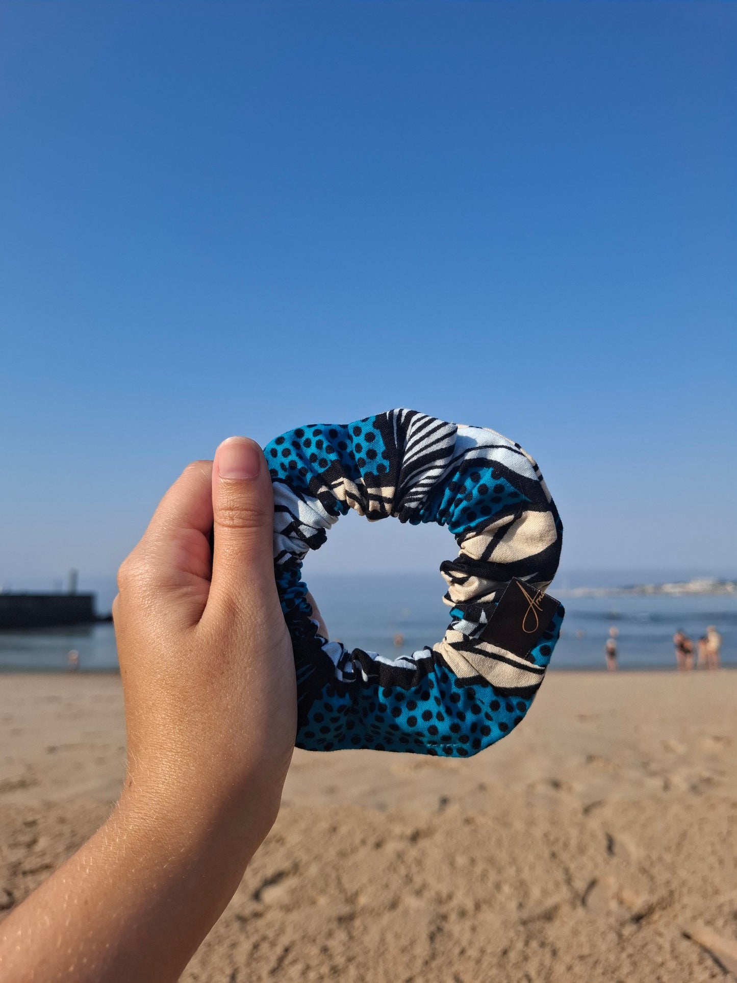 Scrunchies cotone wax blu floreale