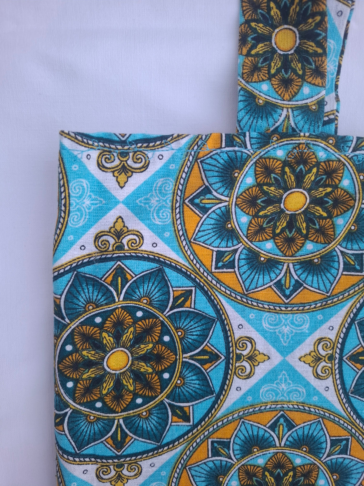Borsa tela mosaico azzurro