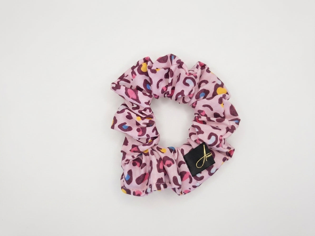 Scrunchies poliestere rosa leopardato
