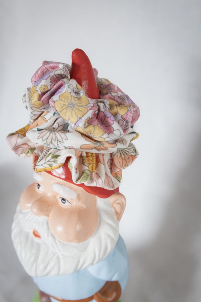 Scrunchies in jersey bianco floreale rosa