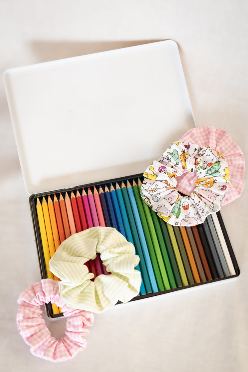 Scrunchie cotone quadretti giallo