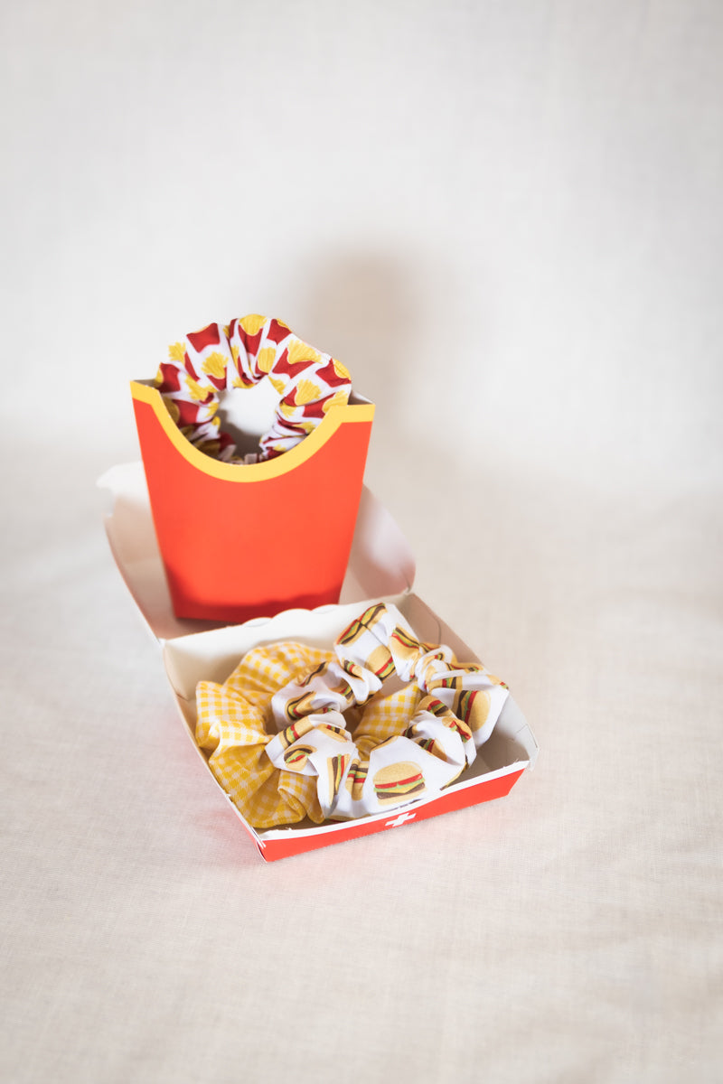 Scrunchies in poliestere con patatine fritte