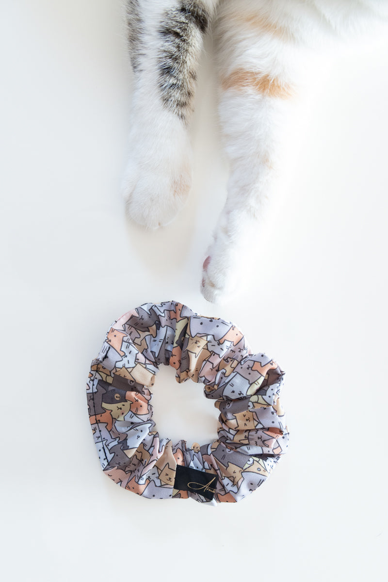 Scrunchies in poliestere con gatti