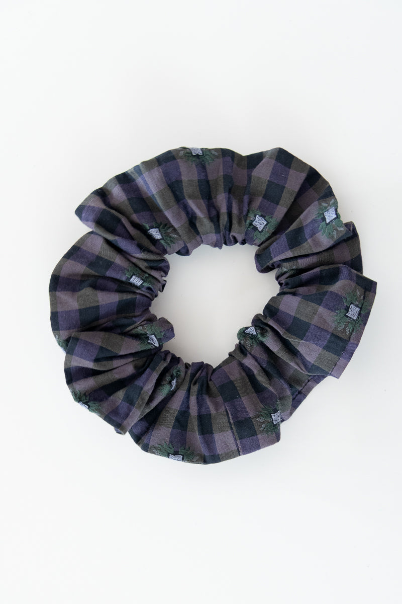 Scrunchies in cotone grigio e viola