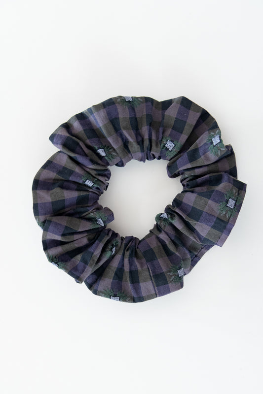 Scrunchies in cotone grigio e viola