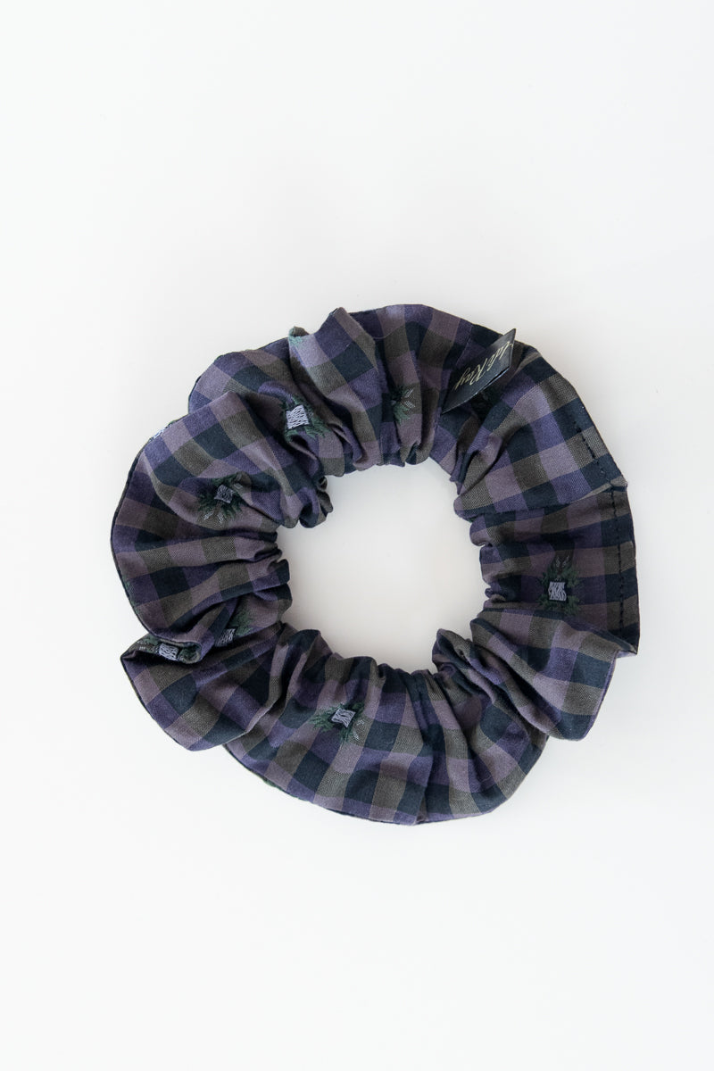 Scrunchies in cotone grigio e viola
