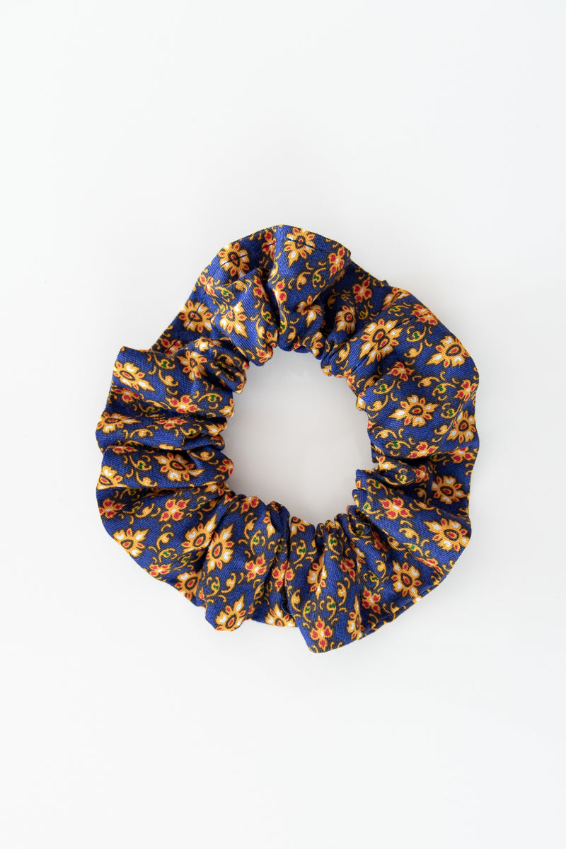 Scrunchies cotone blu floreale