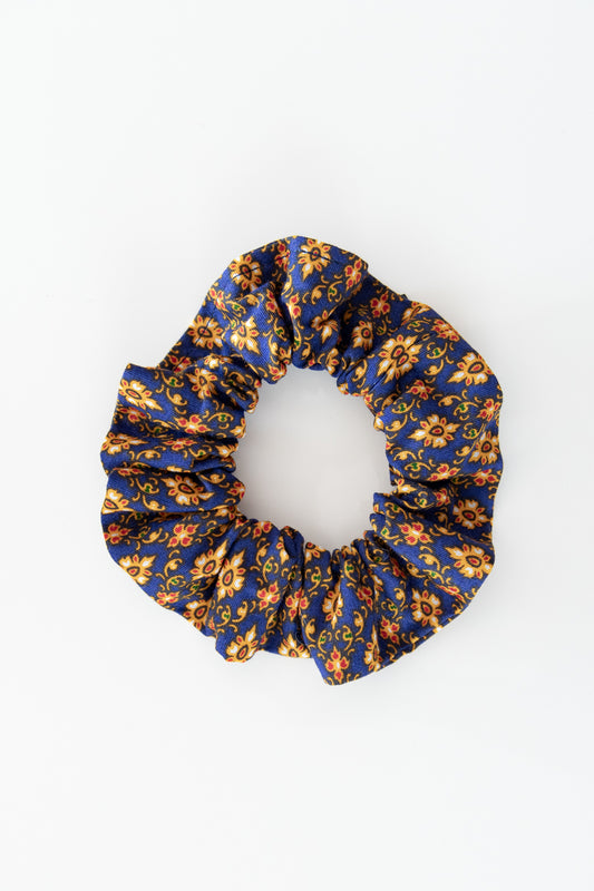 Scrunchies cotone blu floreale