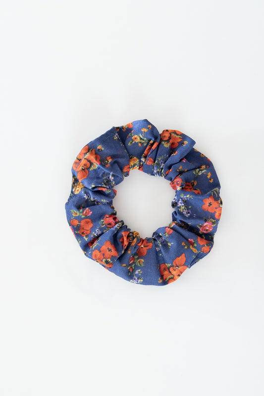 Scrunchies in cotone blu floreale