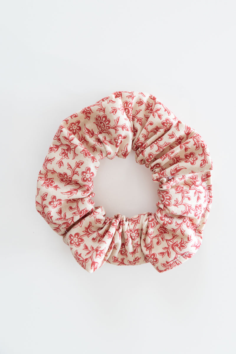 Scrunchies in cotone beige floreale