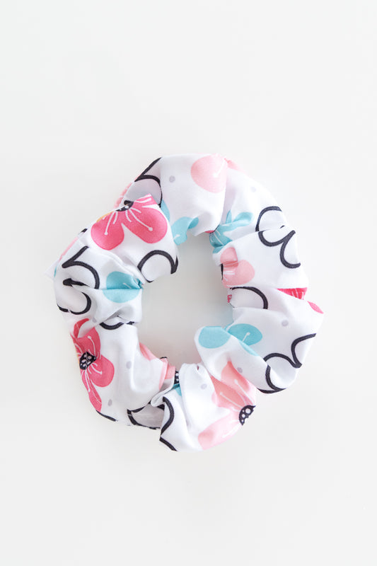 Scrunchies poliestere bianco floreale