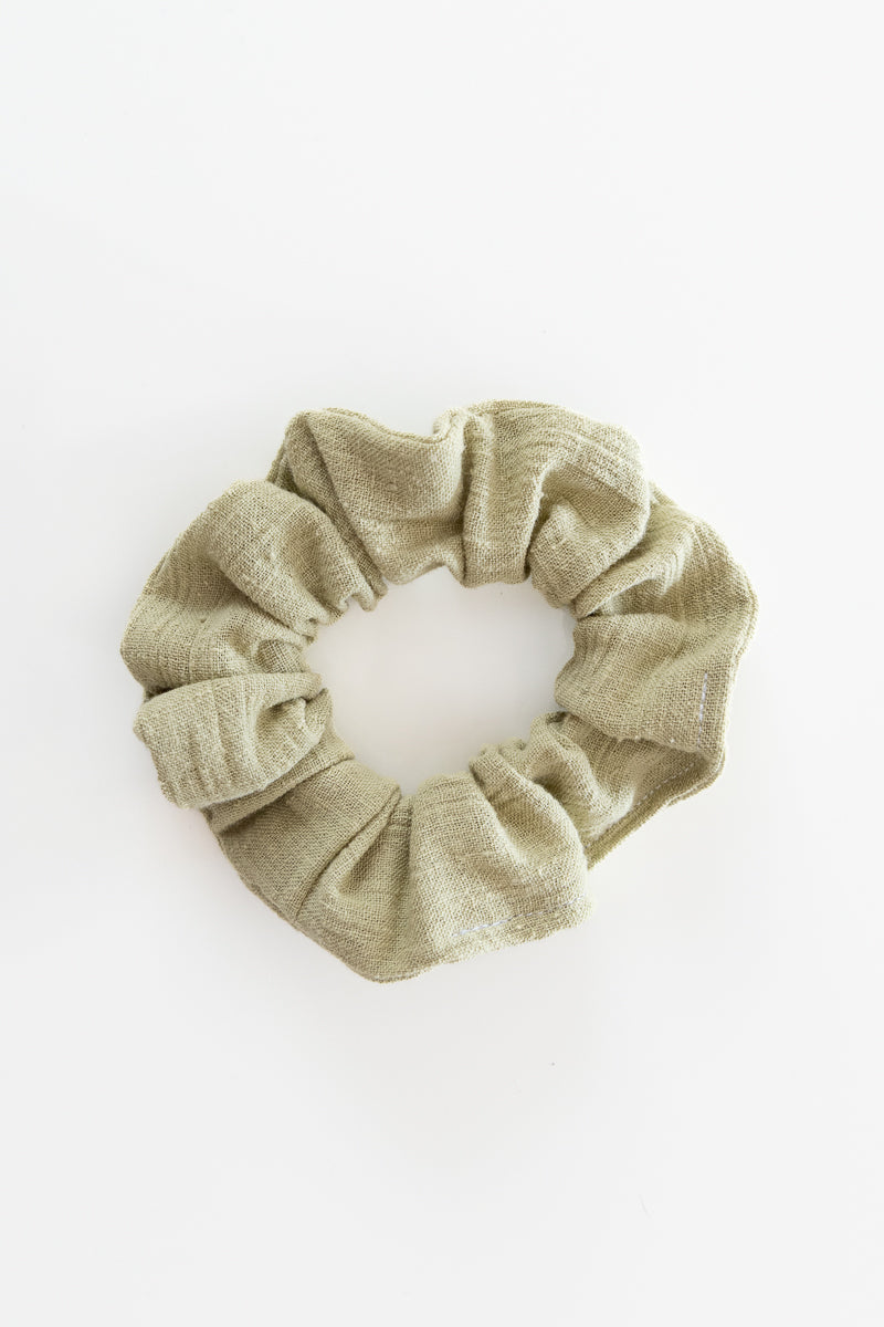 Scrunchies in mussola di cotone verde