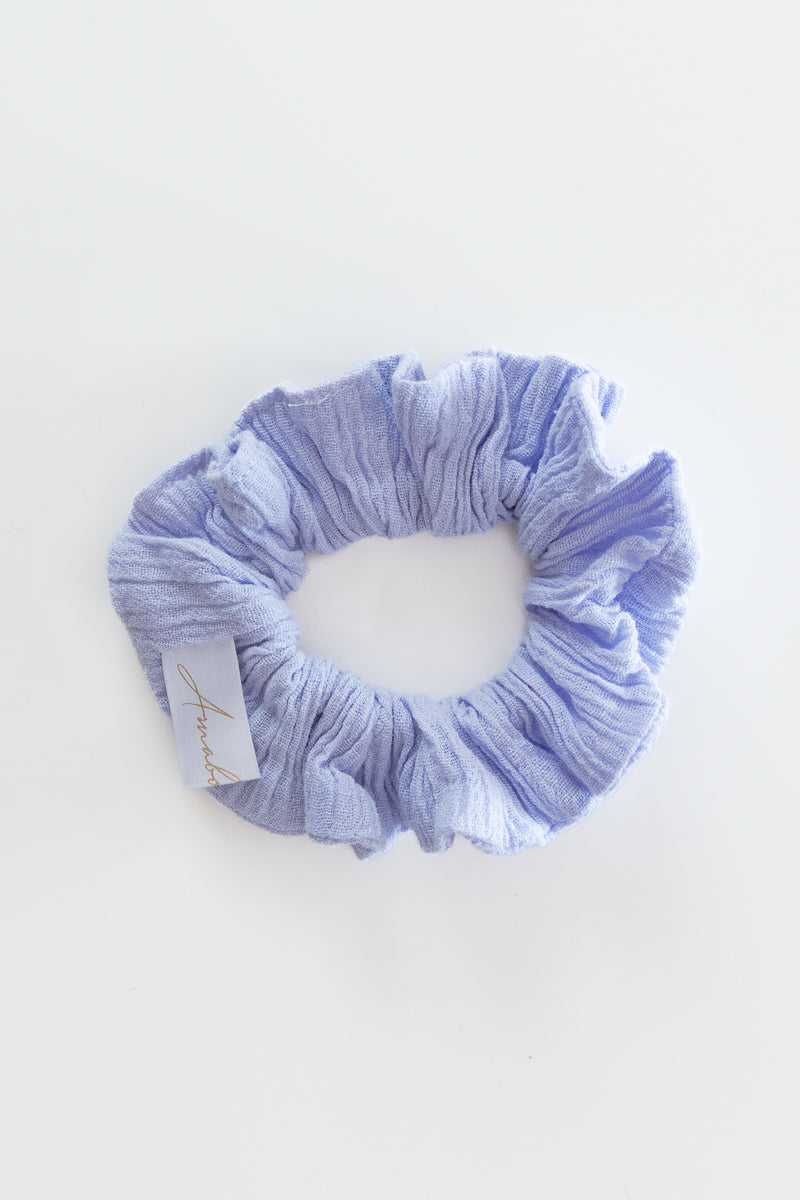 Scrunchies in mussola di cotone viola