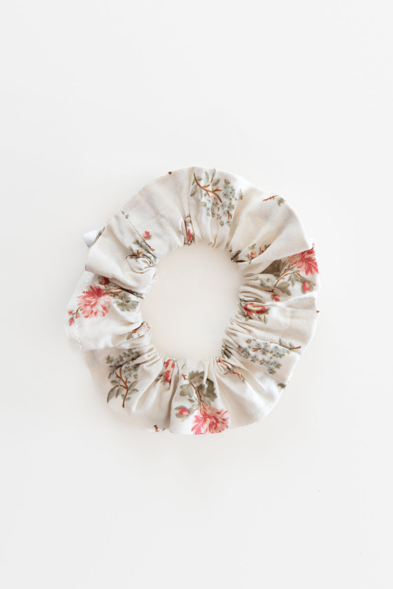 Scrunchies in cotone beige floreale