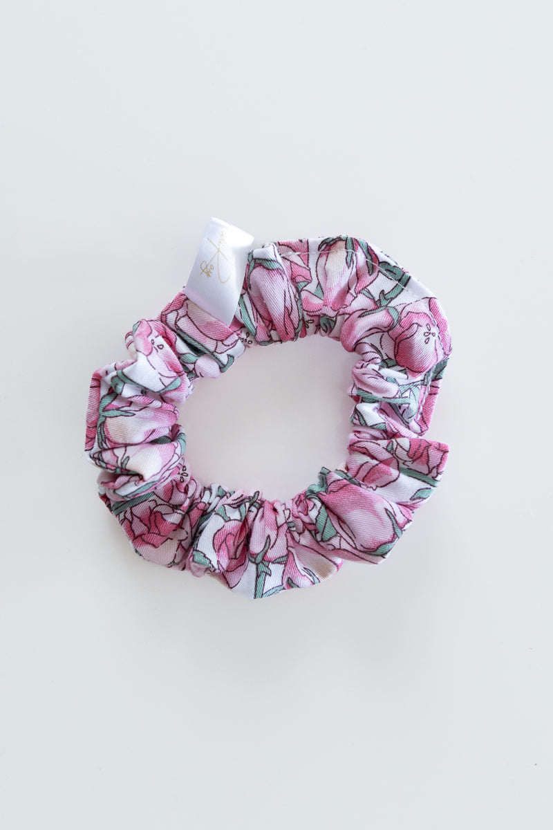 Scrunchies cotone con tulipani rosa