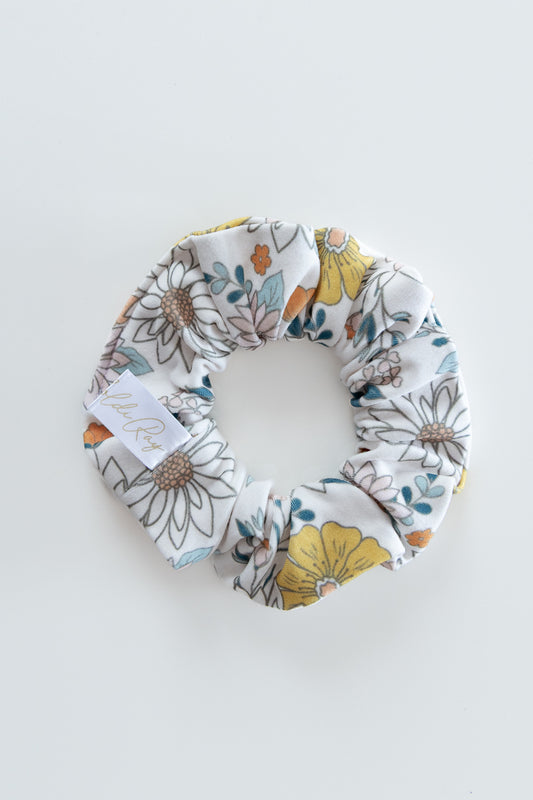 Scrunchies jersey bianco floreale