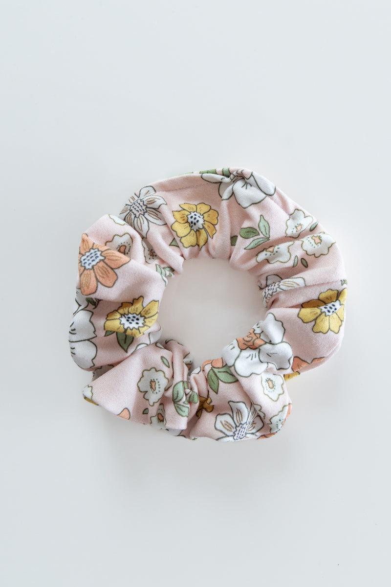 Scrunchies in jersey rosa floreale